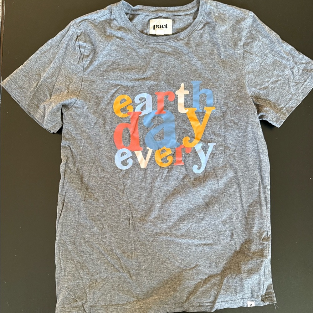 Pact Gray Women’s T-Shirt with Colorful Earth Day Design